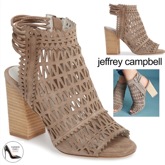 Jeffrey Campbell Shoes - JEFFREY CAMPBELL Ottawa Taupe Suede Leather Sandal Block Heel Open Toe Bootie 10